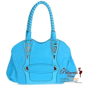 Designer Inspired Faux Leather Handbag Silver Tone Trim